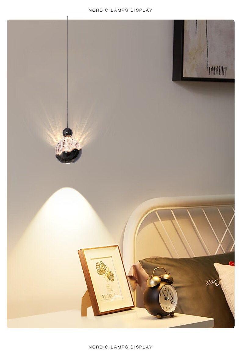 Dengling Bedroom Bedside Small Pendant Light Italian Light Luxury High-End Snow Mountain Neutral Light 4000K Ambient Pendant Wire Light 11