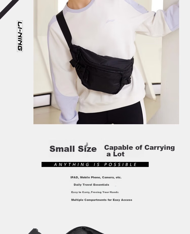 Li-Ning Waist Bag Crossbody Bag Sports Cycling Running Fitness Phone Waist Pack Large Capacity Women's Outdoor Shoulder Chest Bag 4