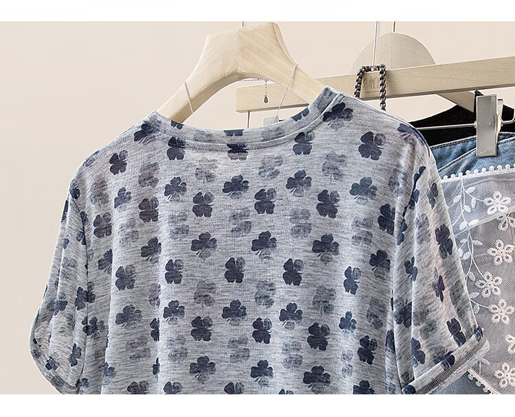 Cypress House Printed T-Shirt 2026 Summer New Women's Commuter Artistic Round Neck Pullover Short Sleeve Cropped Top 11