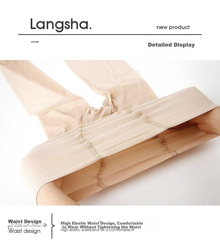LangSha Women's Plus Size Pantyhose, Double Thigh-High Stockings, Ultra-Thin Black Silk Sexy Tights, Summer Long Tube Flesh-Colored Leggings Socks 15