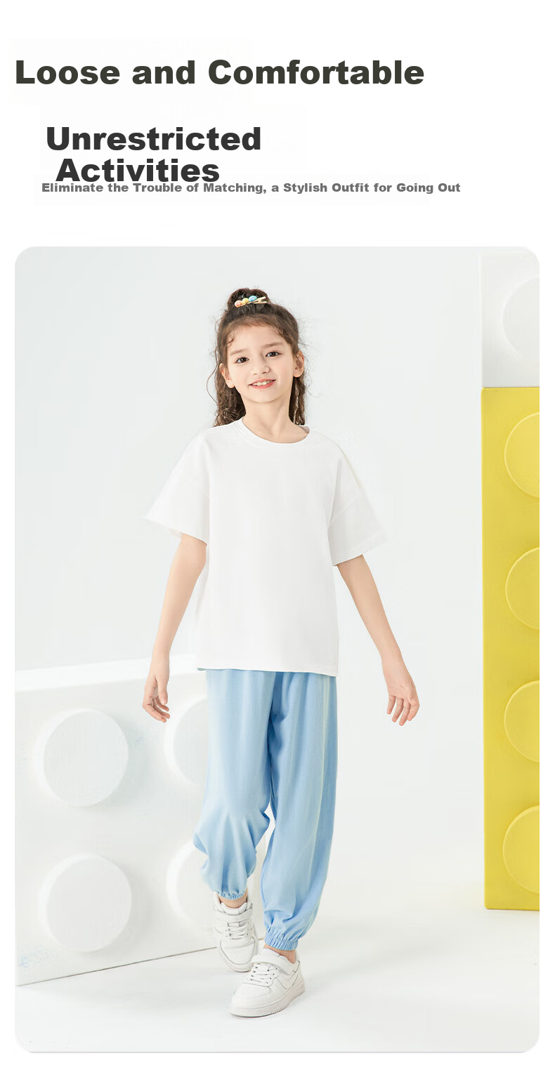 My Little Pony Girls' Summer Set Cotton Short Sleeve Mosquito-Proof Pants Two-Piece Outfit White+Purple Size 120 2