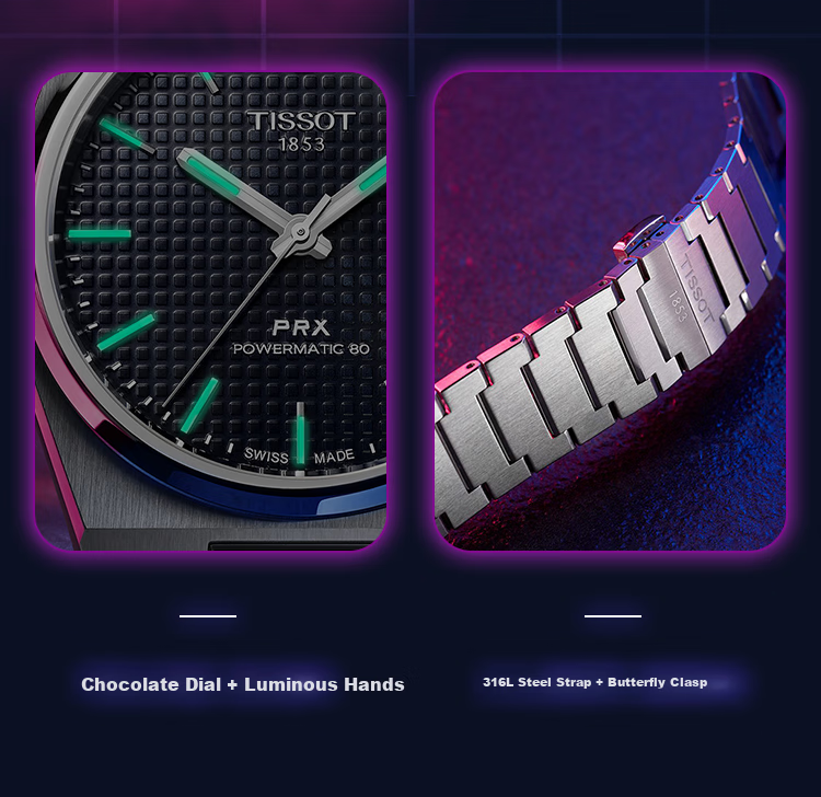 TISSOT Huang Xiaoming Edition PRX Super Player Series Swiss Mechanical Men's Wristwatch, Fashion Watch, Birthday Gift 4