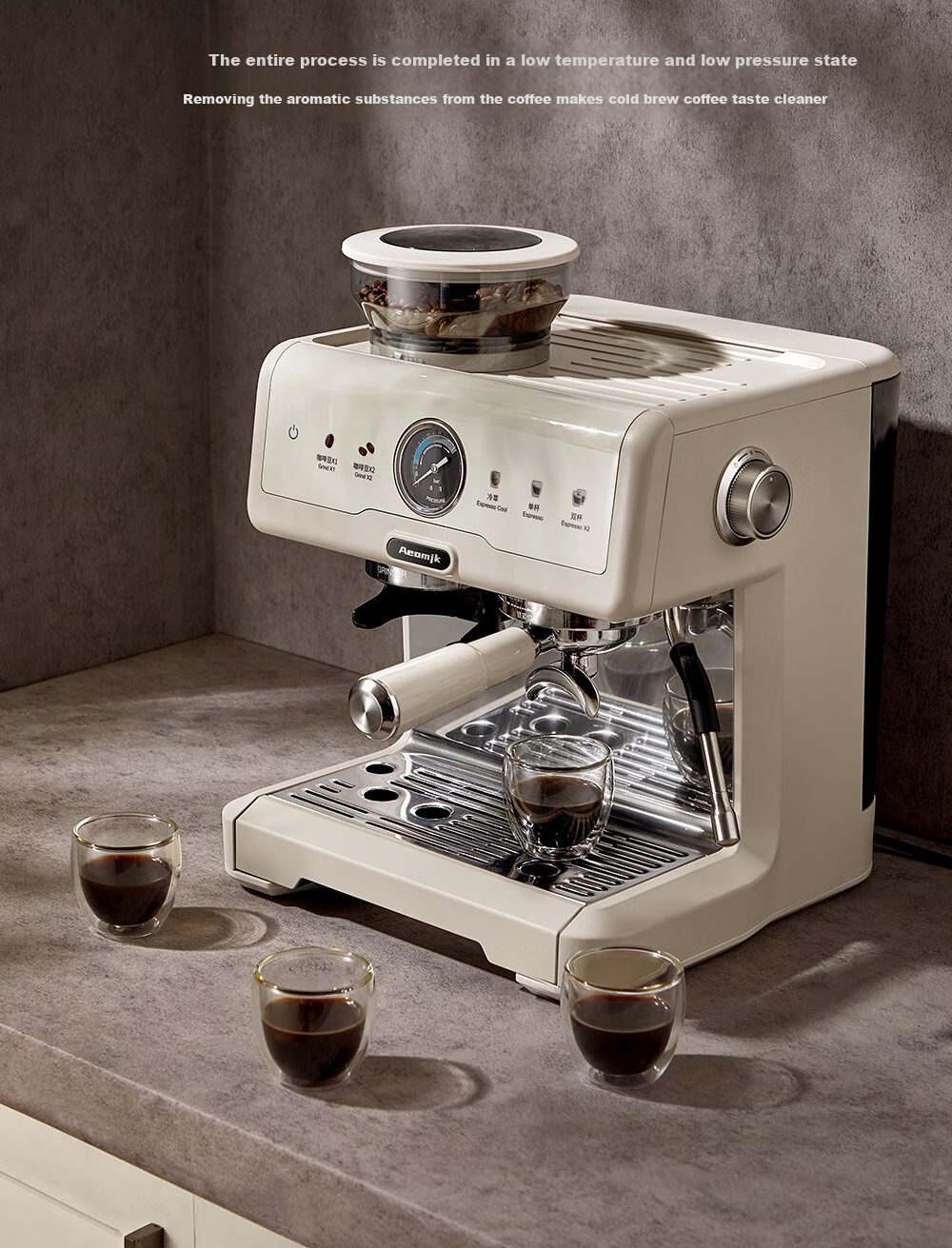 AEOMJK Aimo Ke Coffee Machine, Semi-Automatic Italian-Style Grinding All-In Americano for Home And Office Use, Dual Pump Dual Boiler Automatic Milk Frother CM5710, Holiday Gift 6