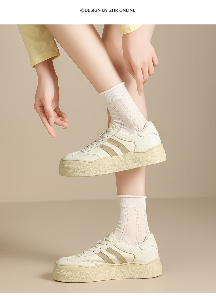 ZHR ZEZHE Summer Women's Mesh Lightweight Thick-Soled Breathable White Sneakers KS109E Beige Black Size 38 14