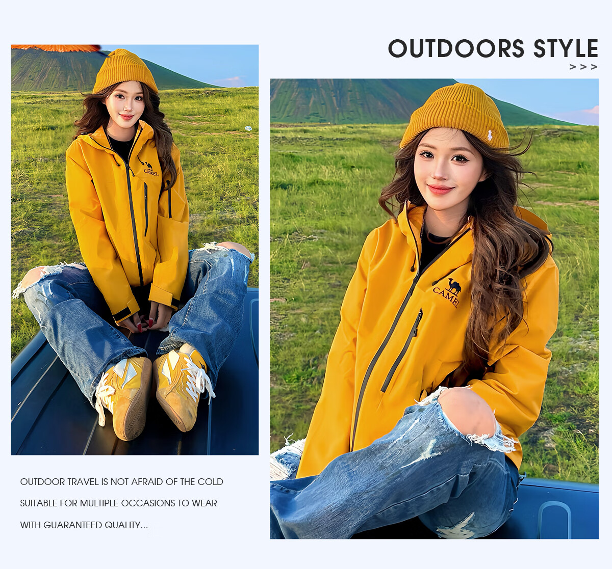 CAMEL Women's Rain God 3-in-1 Waterproof Mountaineering Jacket B032 Phantom Black 1