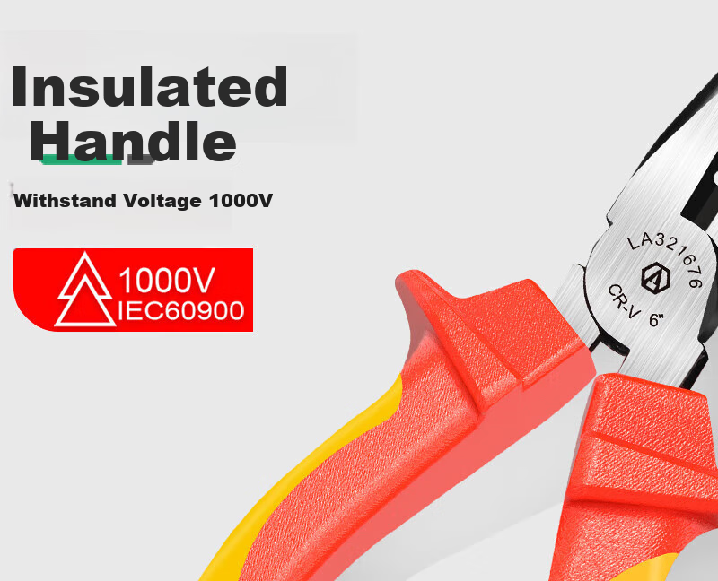 LAOA LA325206 Solid Insulated Steel Wire Pliers Flame Retardant 1000V Electrician 7-Inch Tong Pliers 13