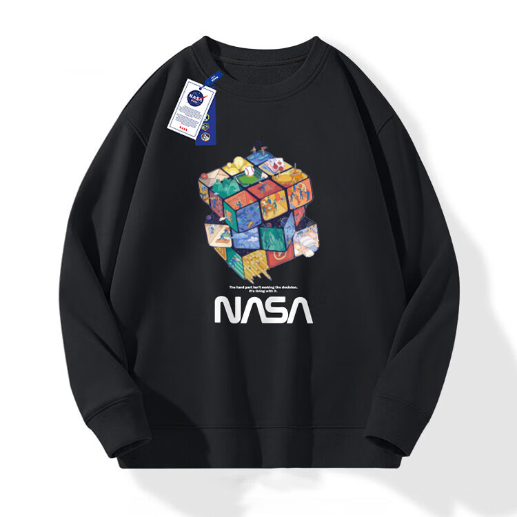 NASA GISS Sweatshirt for Men, Spring And Autumn Round Neck Long Sleeve T-Shirt, Loose Versatile Top for Men's Clothing, White A XL 3