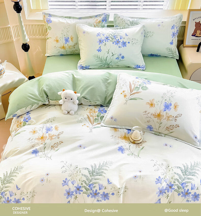 Mengshina A-Class 100% Cotton Duvet Cover Single Pure Cotton Quilt Cover Pastoral Style Double 200*230cm Floral Romance 5