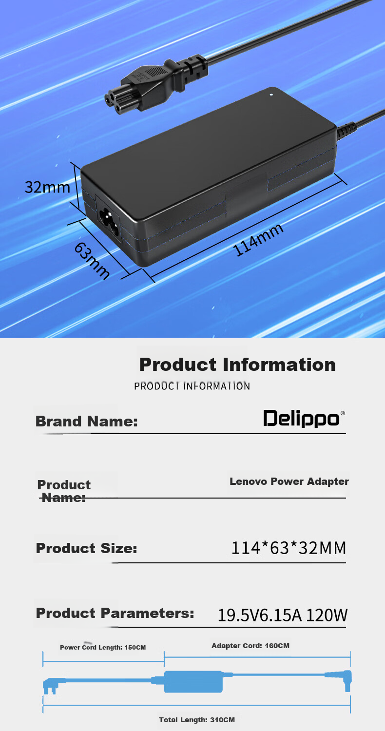 Delippo Compatible Charger for Thunderobot, Mechanical Revolution, ASUS TUF Gaming Laptop 19V 6.32A 120W Power Adapter for X550J, W50J, FX60V 3