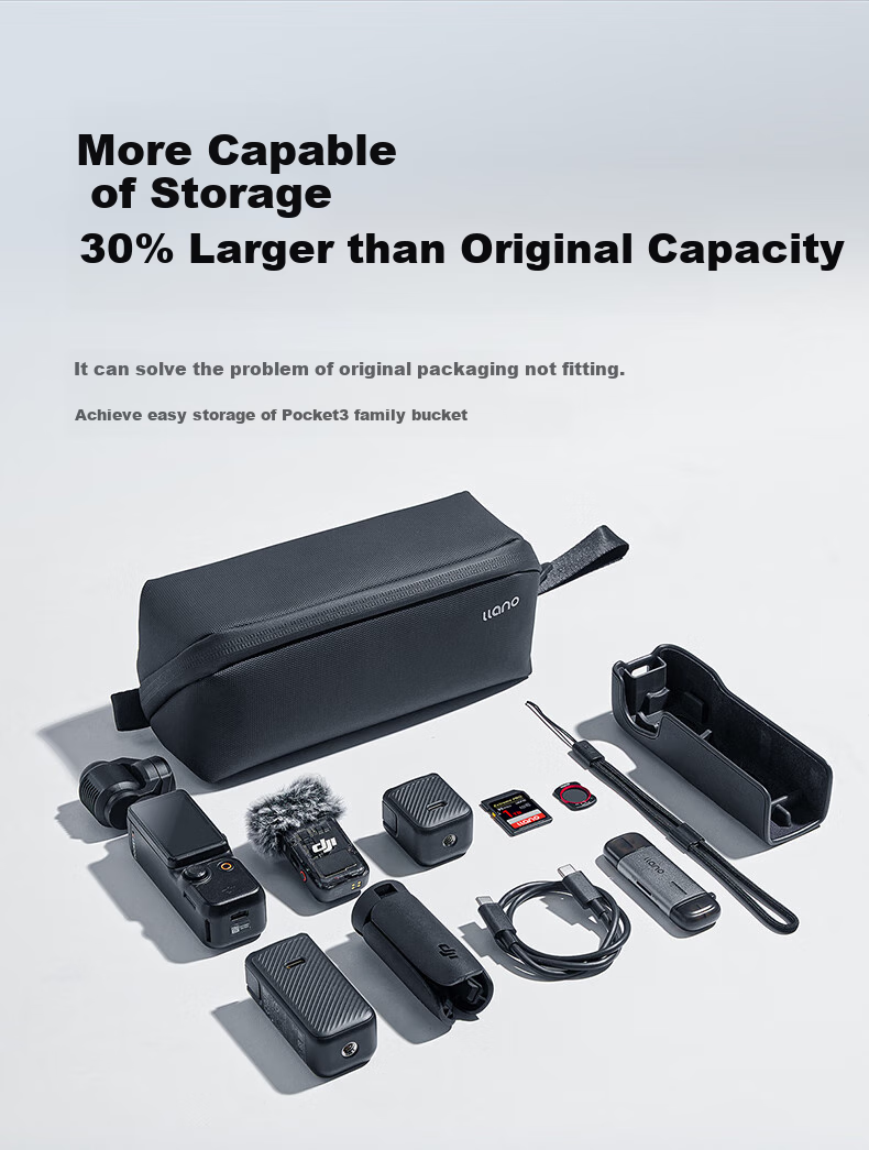 Llano DJI Pocket 4/3 Storage Case All-in-One Camera Bag Pocket Gimbal Protective Box Multi-Accessory Handheld Portable Travel Hard Shell Shockproof Pressure-Resistant Water-Resistant Bag 5