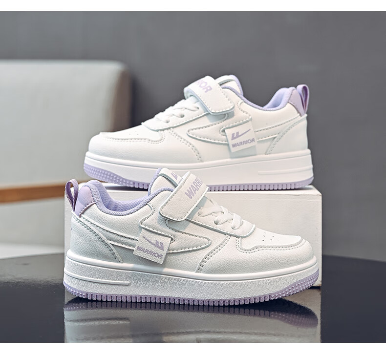 Warrior Children's Shoes Girls' Sports Shoes Spring And Autumn Soft Sole Sneakers Boys' School White Shoes WZ(CL)-0968 White Size 33 6