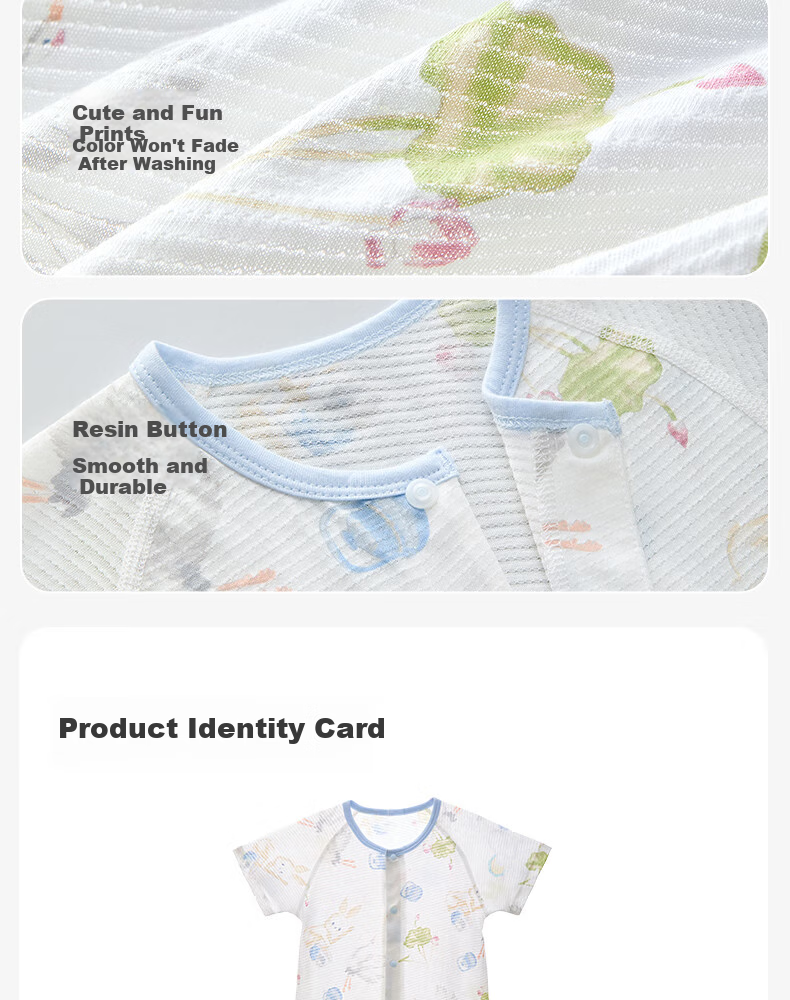 Shiyuejiejing Baby Romper, Summer Thin Short-Sleeve Pure Cotton Onesie Bodysuit Newborn Clothes Class A 9