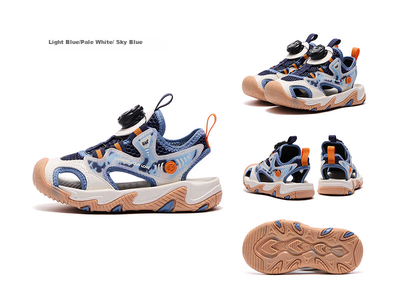 361° Children's Shoes, Kids' Sandals Summer 2025, Boys And Girls Breathable Wear-Resistant Toe Protection Creek Shoes Closed-Toe Sandals, Blue Size 37 27