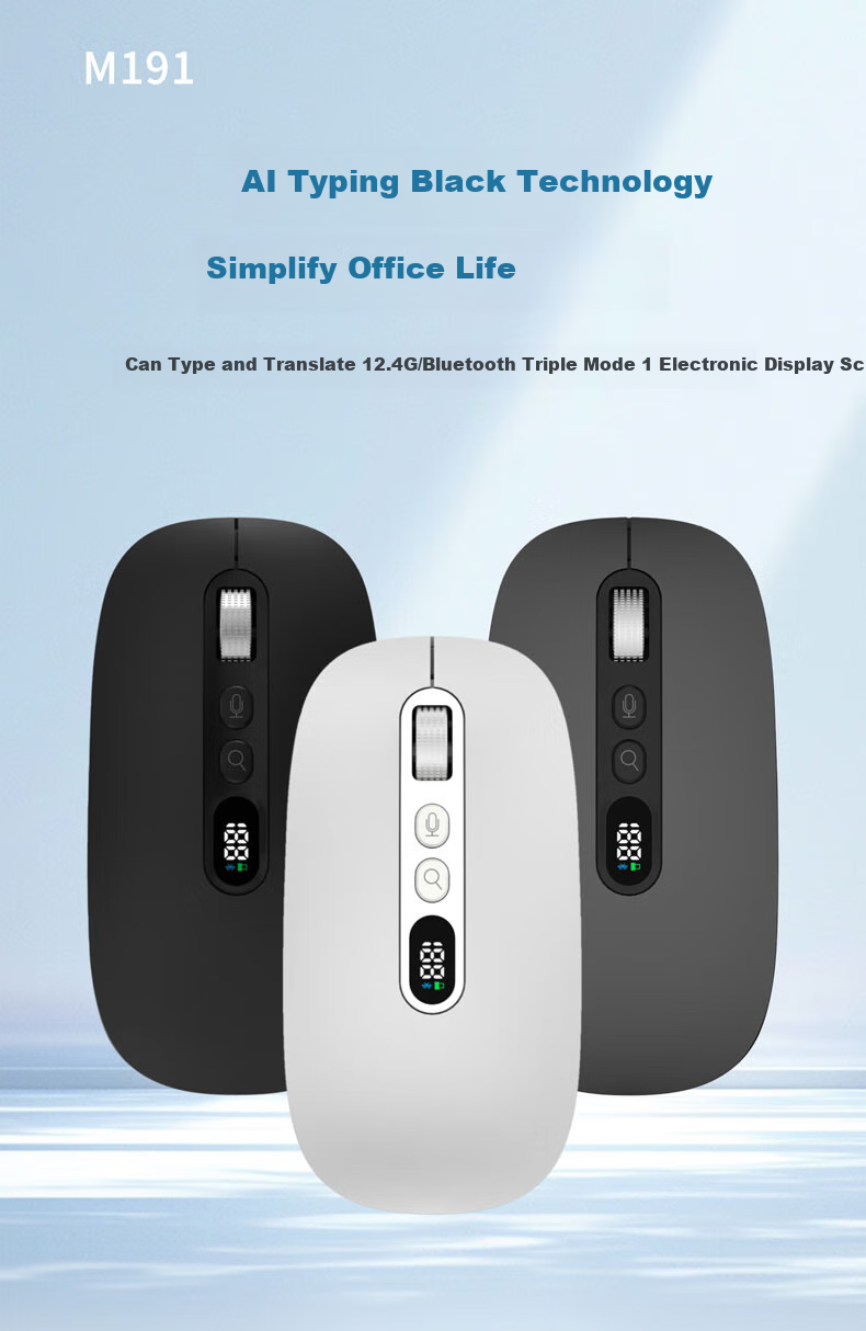 Langwo Ai Mouse, Smart Office Voice Input, LED Display, AI Writing And Drawing, Wireless Bluetooth Tri-Mode, Lifetime Free M131 Glacier White (Beijing Warehouse) 1