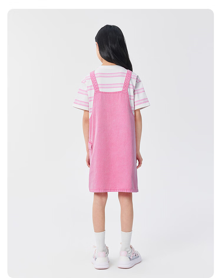 BALABALA Harry Potter Collection Girls' Summer Denim Suspender Dress with Faux Two-Piece Design 10