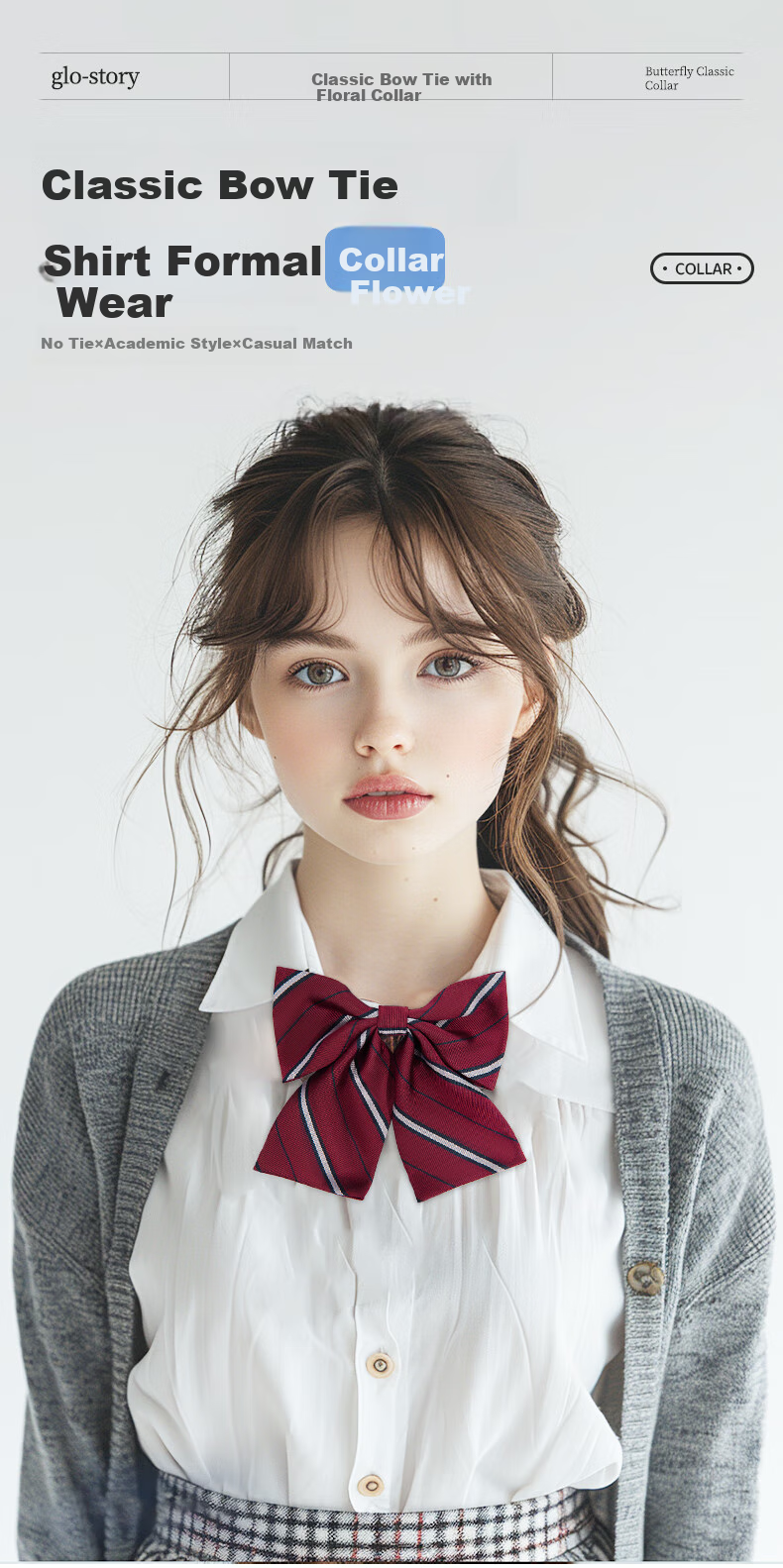 GLO-STORY Women's Collarless Jacket, Academic Style Bank Professional Flight Attendant Hotel Work Uniform, No Bow Tie Required, JK Sailor Suit Collarless Jacket 1