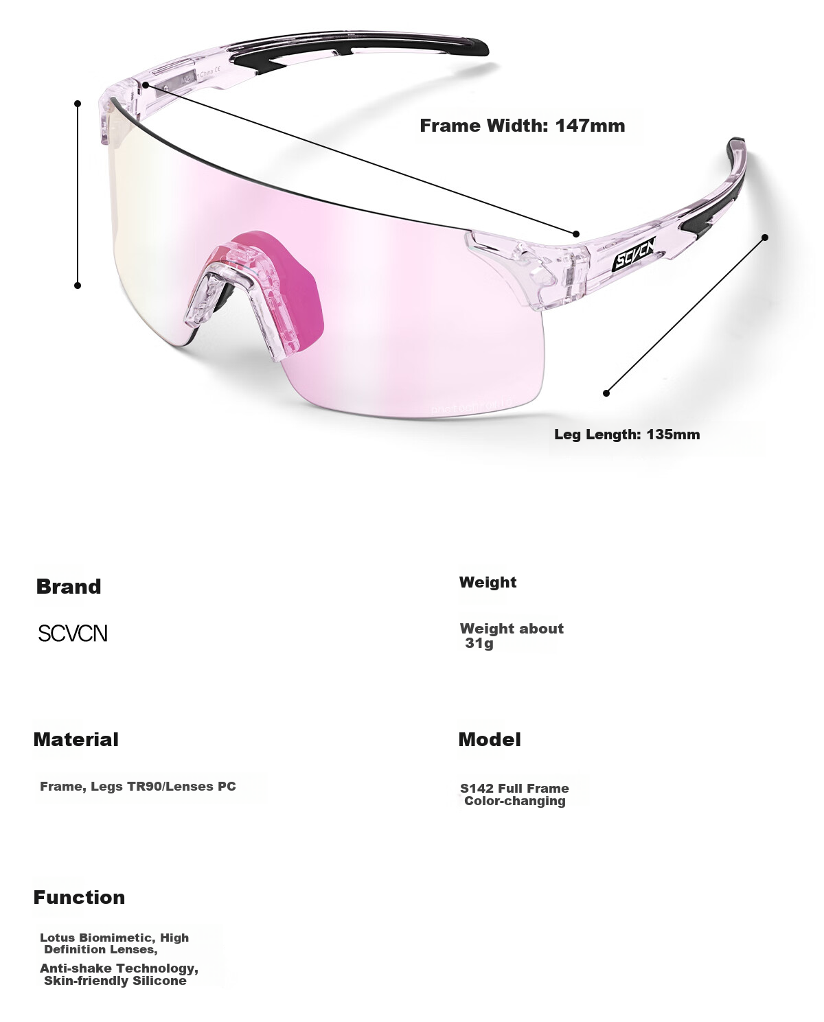 SCVCN Cycling Glasses with Anti-Fog And Photochromic Lenses, Outdoor Sports UV Protection Hiking Windproof Goggles 23
