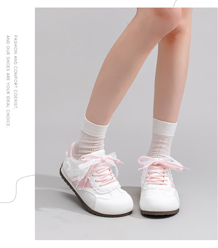 Warrior Women's Autumn Winter New German Training Shoes Flat Soft Sole Casual Student Sports Sneakers Beige Gray Pink 37 6