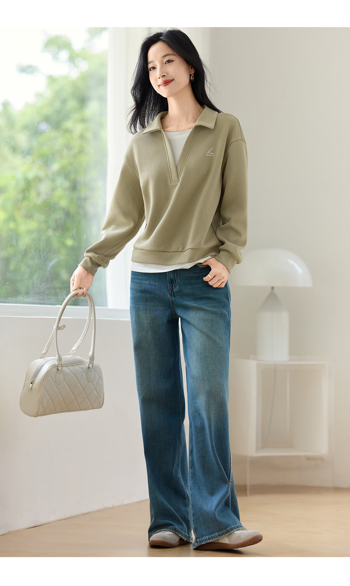 Chushen Spring Autumn Women's Classic POLO Spliced Fake Two-Piece Fashion Design Top S53W048 3