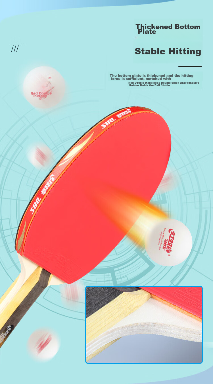 DHS One-Star Penhold Table Tennis Racket H1002 with Ball Bag And Ping Pong Balls 3