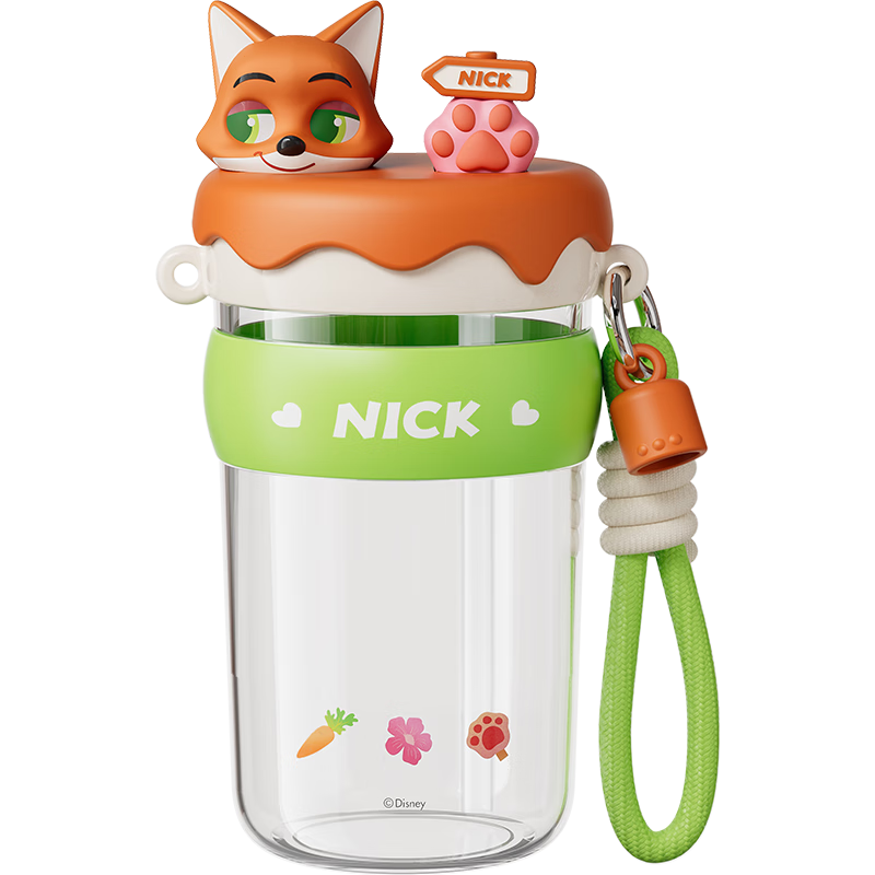 Dishini Straw Cup, Student And Children's Water Bottle, Women's Summer Tritan Plastic Cup, Zootopia, 600mL, Nick