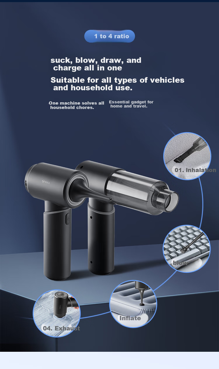 BULL Car Vacuum Cleaner for Home And Car Use, High Suction Power Handheld Vacuum Cleaner, Portable And Compact, Suction Blowing Cleaning Four-In Suitable for Li Auto I9 And Other GNV-CVQ112 5