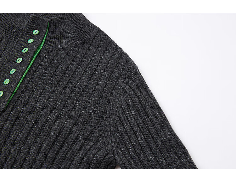 Demana [Cloud Breath Wool] Winter Elegant Stand Collar Half-Placket Colorblock Soft Stretch Slimming Knit Sweater Top 4