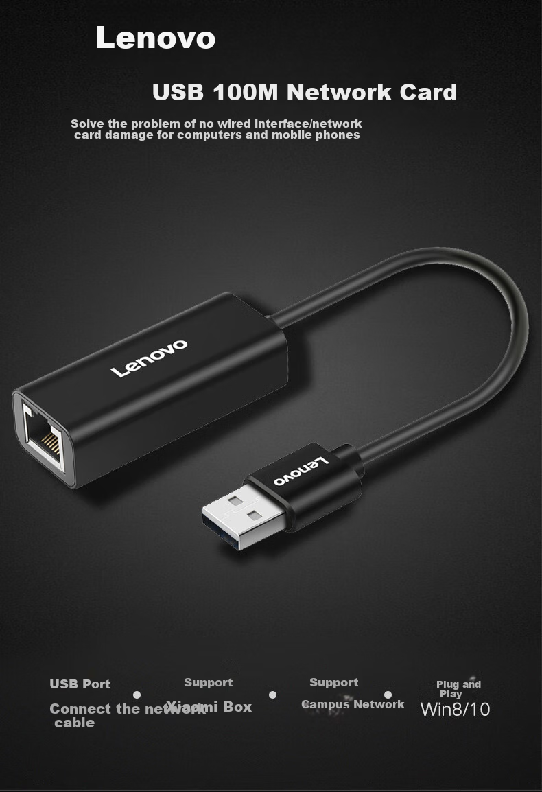 Lenovo Invests in Brand Yinengzhe USB to RJ45 Adapter, 100Mbps Wired Network Card Converter for Laptops And Desktop Computers 2
