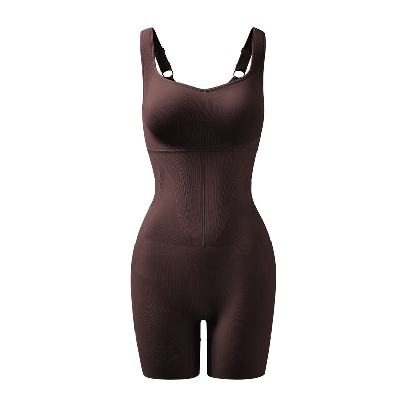 Curvilism [Zhang Yuqi Style] Black Chocolate Folded Corner Waist Shaping Body Shaper with Removable Back and Chest Pads Black Chocolate Color Size M