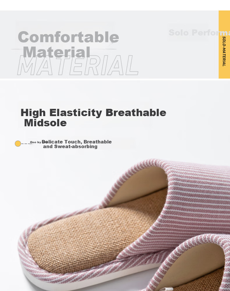 GUOLUOFEI Japanese-Style Linen Slippers, Men's Home Cotton And Linen Slippers, All-Season Casual Couple Slippers, Green, Size 40-41 5