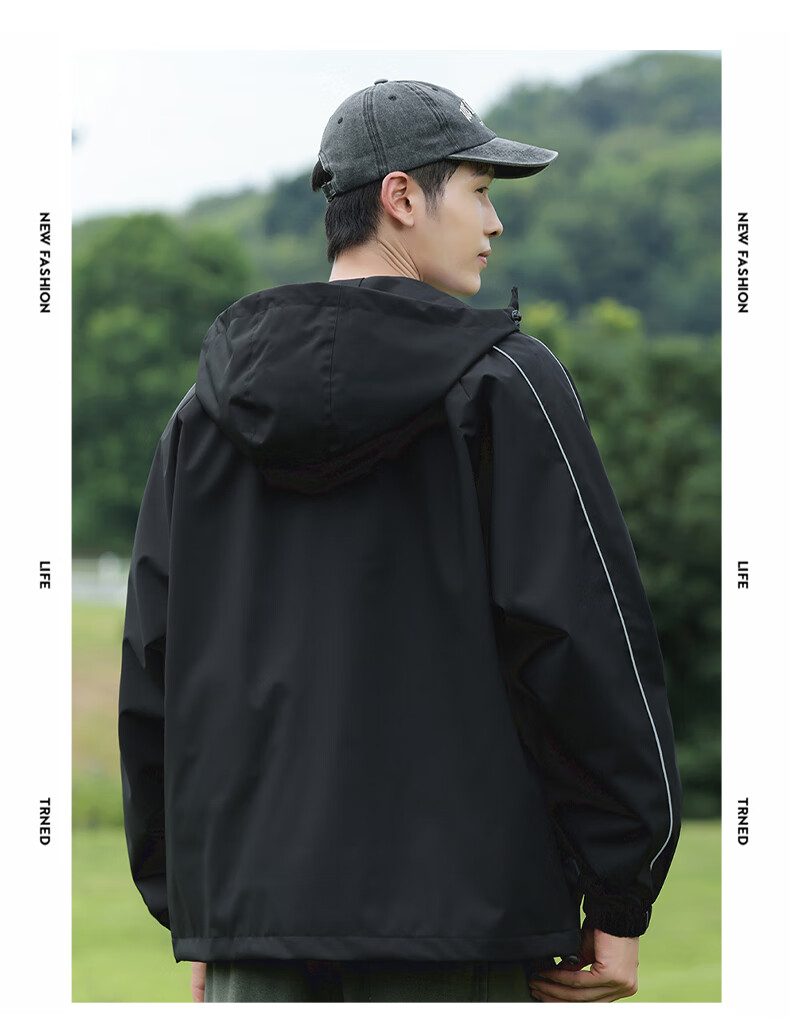 JEEP SPIRIT Men's Hooded Jacket Spring Autumn Outdoor Casual Windproof Sportswear Top 1