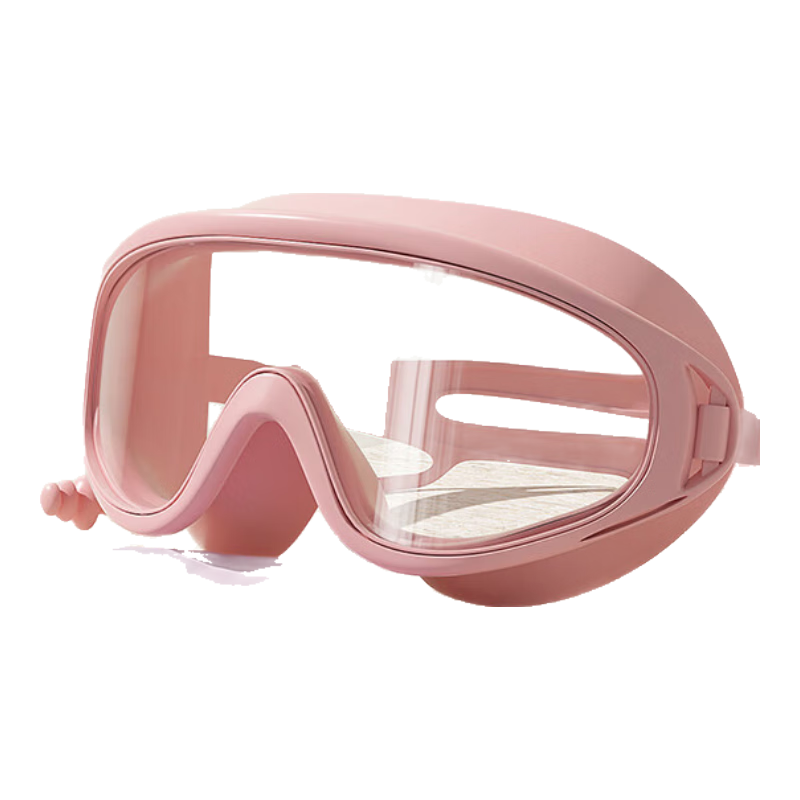 Huili Silicone Swim Cap for Women, Long Hair, Large Head Circumference, Adult Waterproof Ear Protection Swimming Cap with Goggles, 65110 Pink