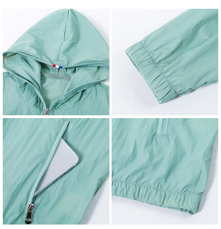 Woodpecker Women's Ice Silk Sun Protection Jacket Summer Hooded Breathable UV Protection Outdoor Sunscreen Coat Blue L 30