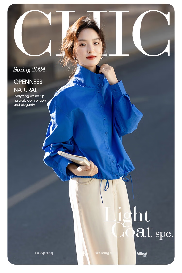 Dme [Yunduo Cotton] Spring And Autumn Lightweight Outdoor Zero Pressure Stand Collar Button-Up Concealing Short Jacket for Petite Wome 2