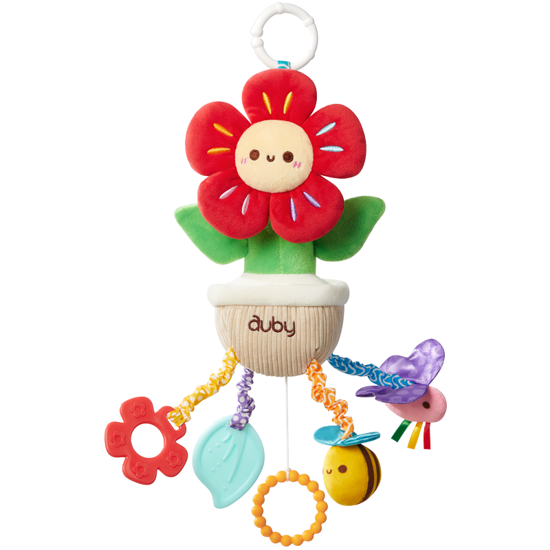 Auby Baby Stroller Pendant Toy Pull-Out And Pull-In Fun, 0-1 Year Old Head-Lifting Training Car Bedside Hanging Bell, Newborn Gift