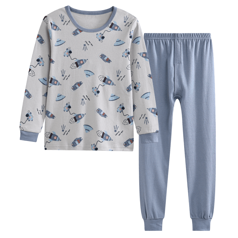 Hodo Children's Pure Cotton Underwear Set, Boys And Girls Autumn And Winter Thermal Low-Collar Cotton Sweater M1209, Moon Gray, Size 110