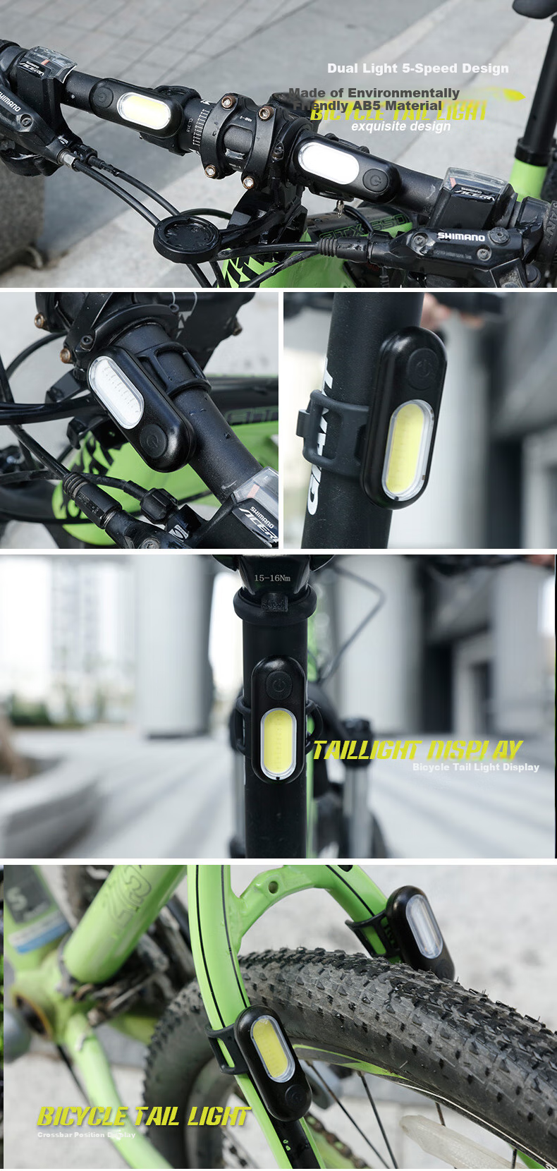 Adandyish Bicycle USB Rechargeable Tail Light, Night Rear Warning Light, Mountain Bike High-Brightness Strobe Light, Random Style 28