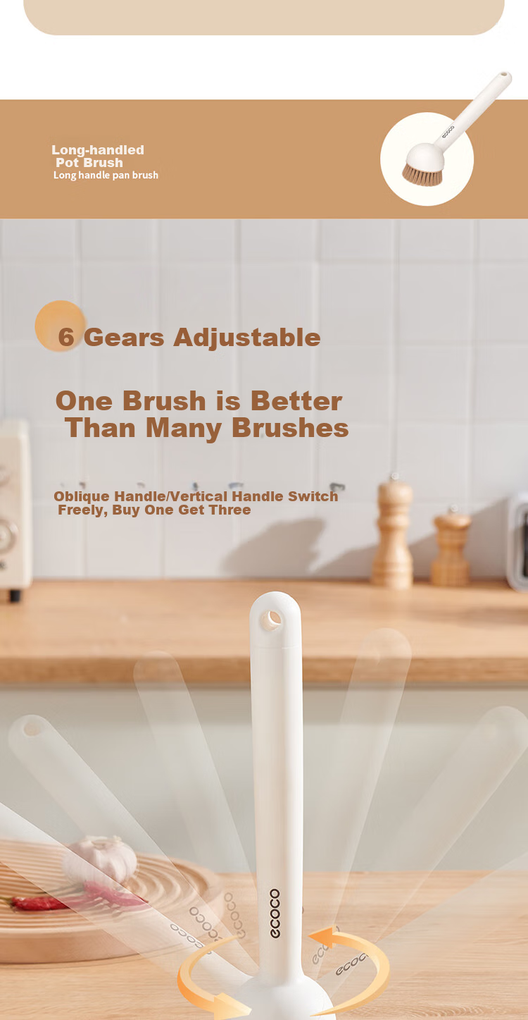 Ecoco Cup Brush Water Cup Cleaning Tool Baby Bottle 3-in-1 Multifunctional Long Handle Cup Brush E25203 White 4