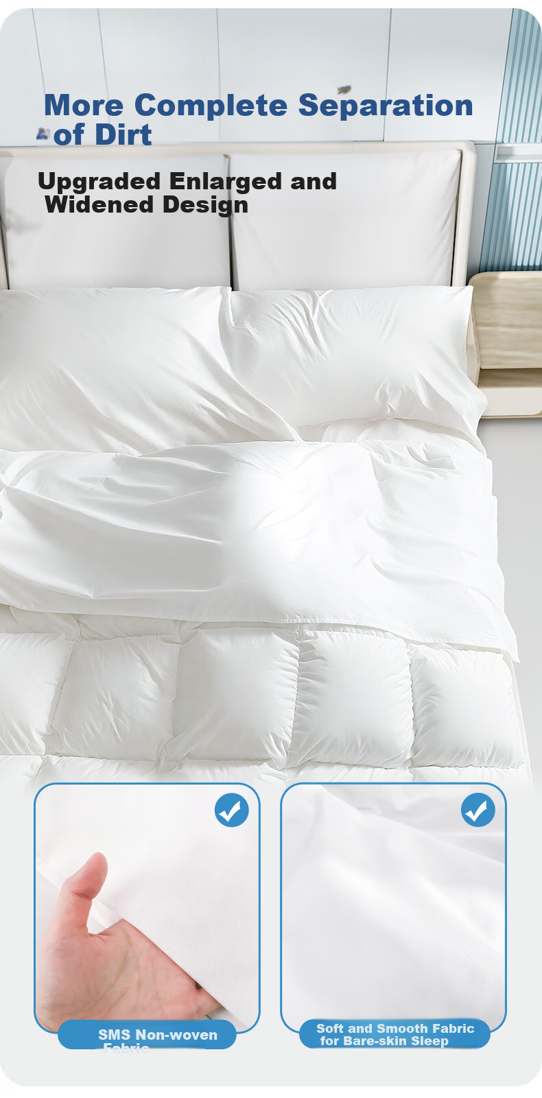 Grace Disposable Sleeping Bag, Hotel Hygiene Travel Bed Sheet Set, Four-Piece Single/double Bedding Set, Integrated Design, 2-Pack 5
