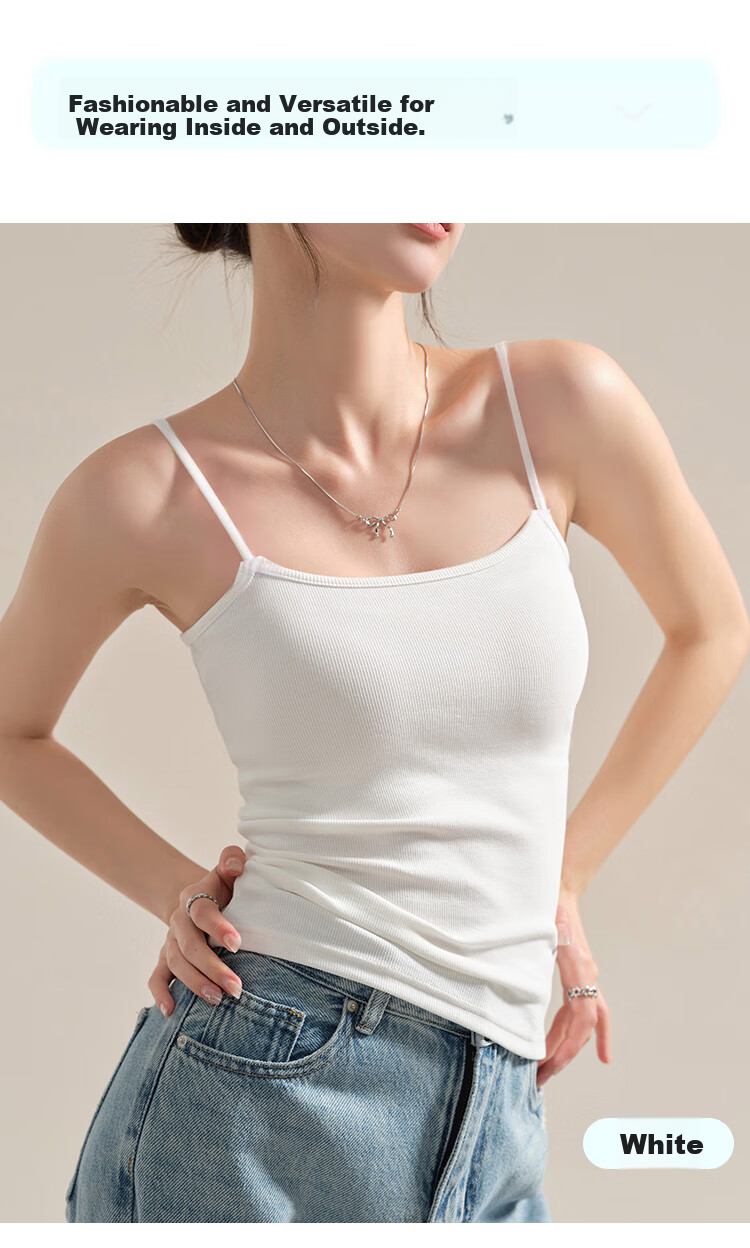 LangSha Women's Camisole Vest 2026 New Spring Summer Padded Slim Fit Sleeveless Top for Layering and Side Breast Coverage 7