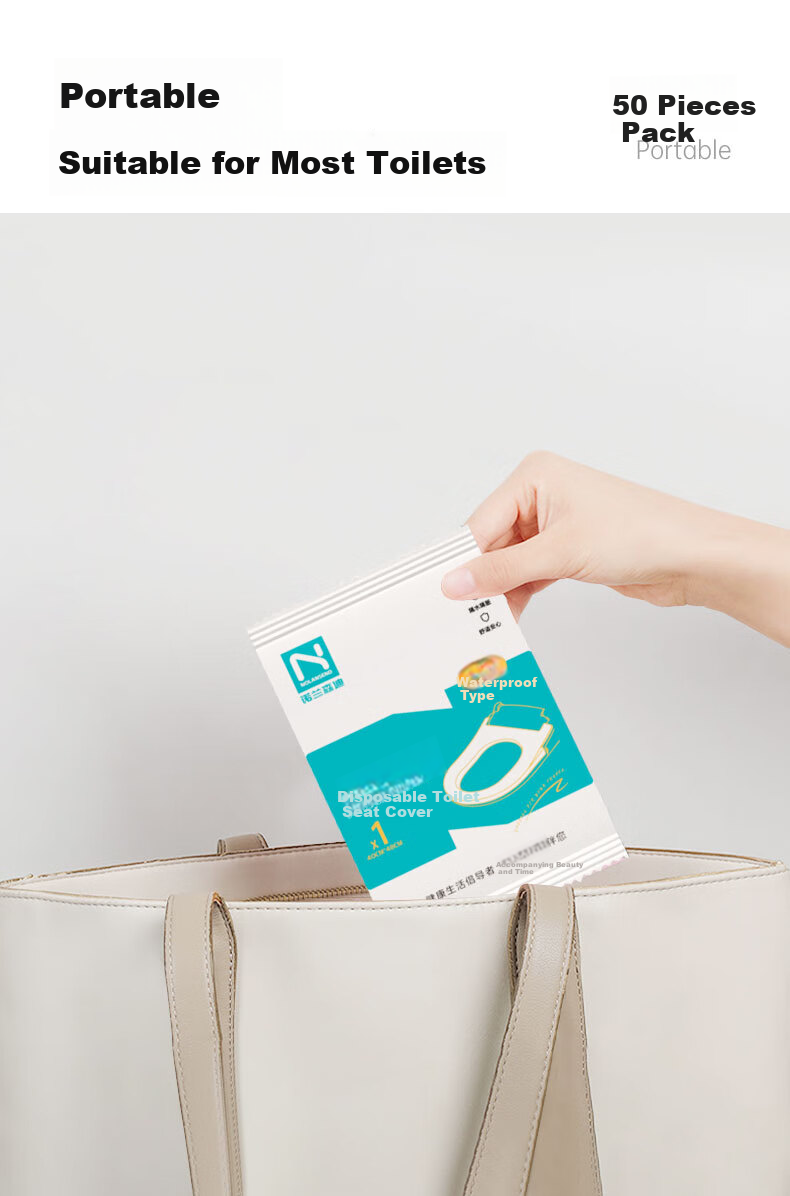 NOLANSEND Disposable Toilet Seat Covers, PO Film Insertable Toilet Seat Pads, Waterproof And Hygienic for Hotels And Travel, Pack of 50 9