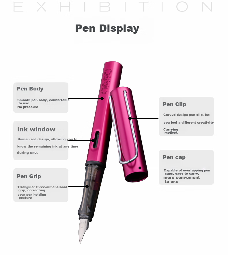 [New Year Gift] OASO Fountain Pen Gift, Cherry Blossom Pink Dual Nib Gift Box Set, 0.38mm And 0.5mm Nib, Business Office Student Gift 7