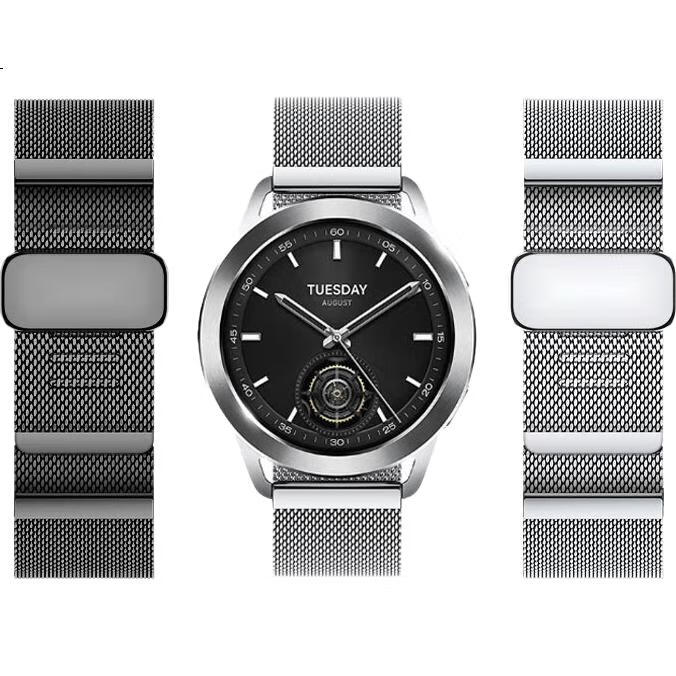 Ремешок Iboann для Xiaomi Watch S4/S3/S2/S1Pro, магнитный миланский из нержавеющей стали, серебристый