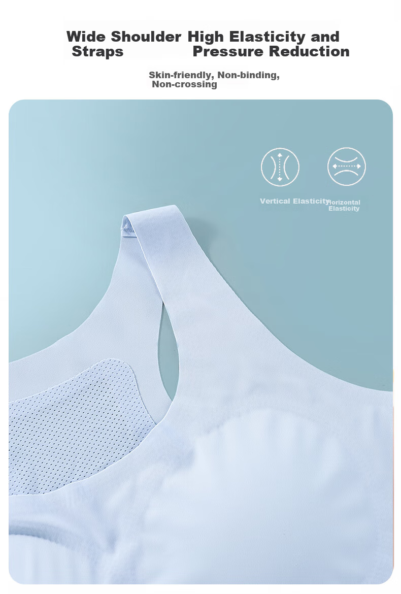Modaier 2-Piece Set of Girls' Underwear, Student Sports Bra, Anti-Shock Bra for Middle And High School Students in Puberty, Small Vest White + Blue 10