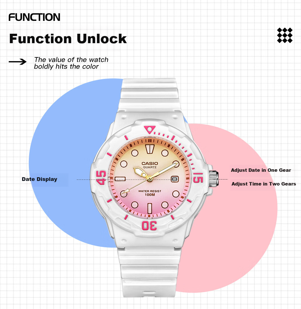 Casio Watch for Women Students, Exams, Children's Analog Watch, Luminous, Sports, Waterproof, Quartz Watch for Men And Women LRW-200H 3