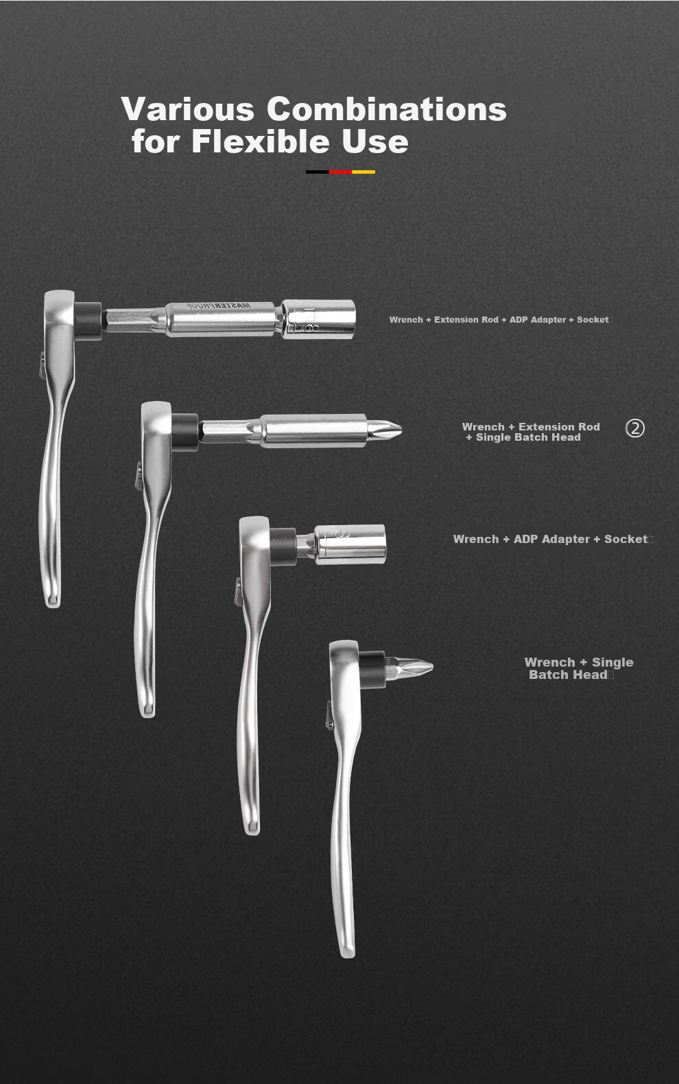 MASTERPROOF Mini Ratchet Screwdriver Set with Hexagonal Bits, Flathead And Phillips, Sockets, Multi-Functional Ratchet Wrench, Small 3