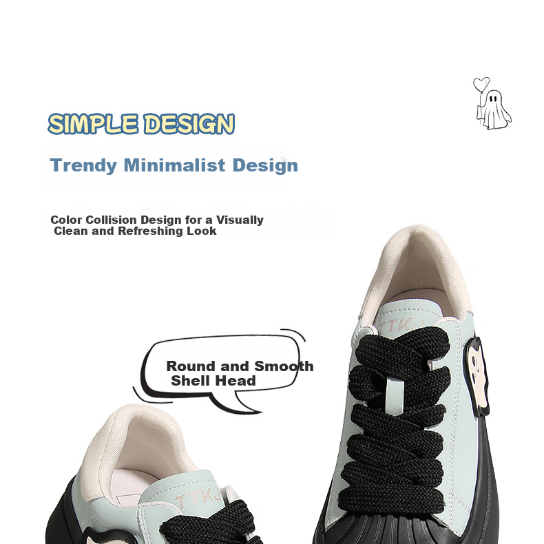 TTKJ Shell Toe Casual Women's Shoes, 2026 Summer New Style Xiaoyouling Thick-Soled Heightening Shoes, Comfortable for Long-Standing, Breathable Chunky Sneakers 4