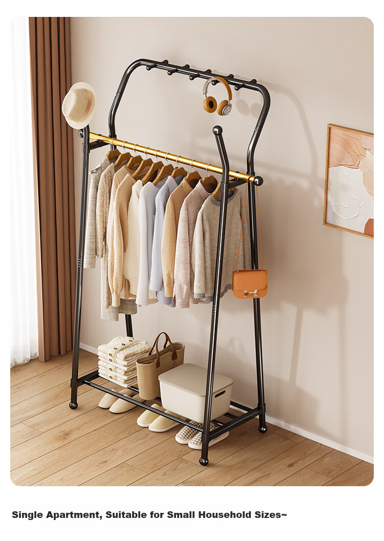 Yicainianhua Floor-Standing Coat Rack, Bedroom Clothes Hanger, Storage Rack, Large Garment Stand, Double-Pole Simple Coat Rack, 2236GDB 29