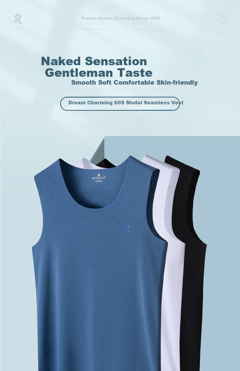 MONTAGUT 80s Modal Seamless Vest Men's Summer Thin Sports Fitness Ice Silk Cooling Tank Top 1