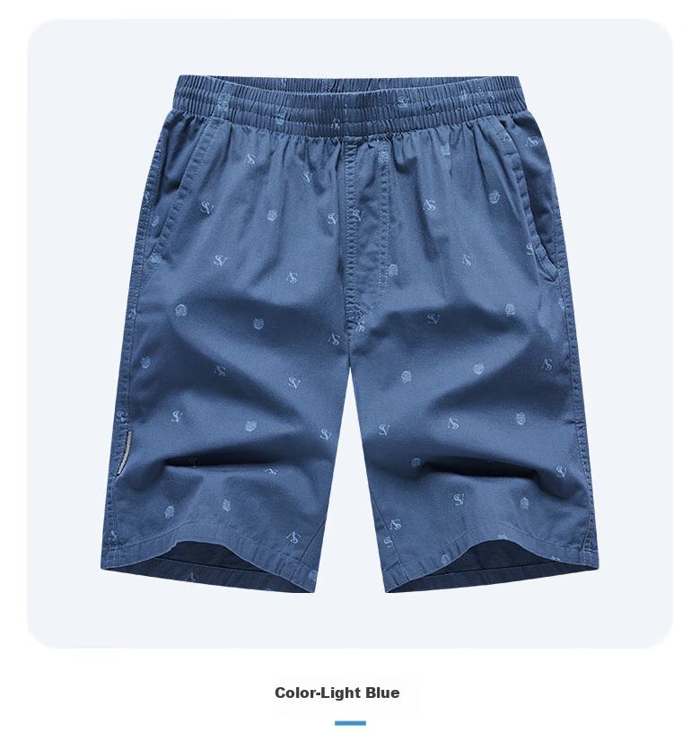 TUCANO Men's Shorts, Summer Casual Breathable Five-Point Pants, Outdoor Cool Elastic Sports Pants, Light Blue, 4XL 7